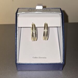 Gold Cubic Zirconia Hoop Earrings